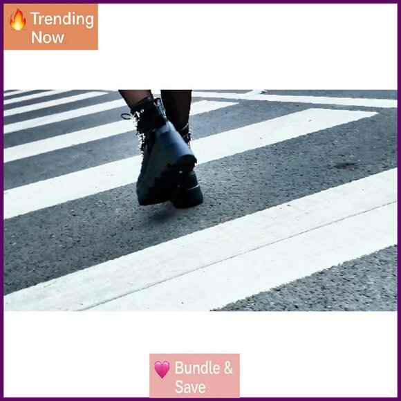 Chunky Wedge Ankle Boots DIY Platform Combat Boots Lightweight Waterproof - Picture 8 of 8